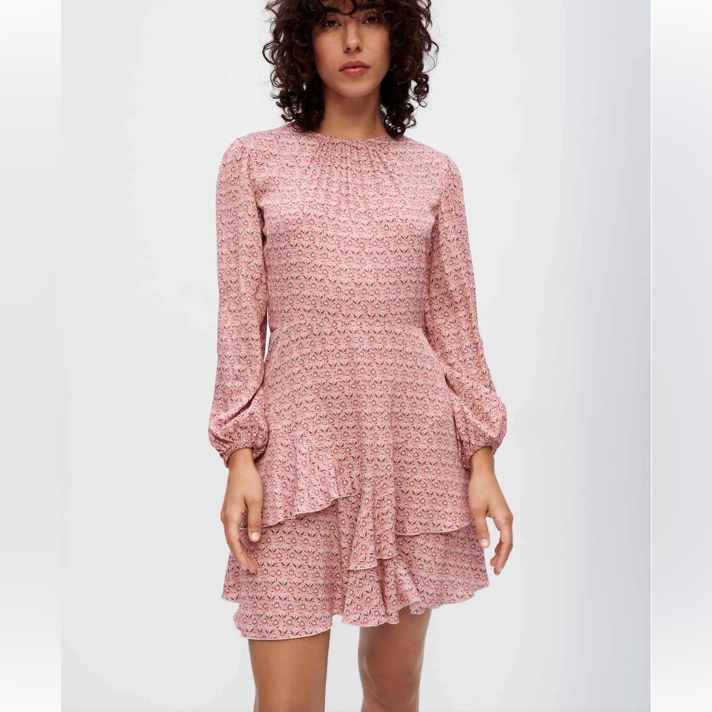 Maje Rilivia Floral-Print Ruffled Woven Mini Dress